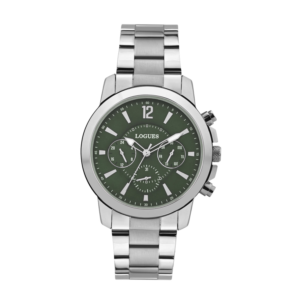 Logues | G 1914 SM-27 Logues Quartz Analogue Grey Dial Steel Metal Strap Watch For Men