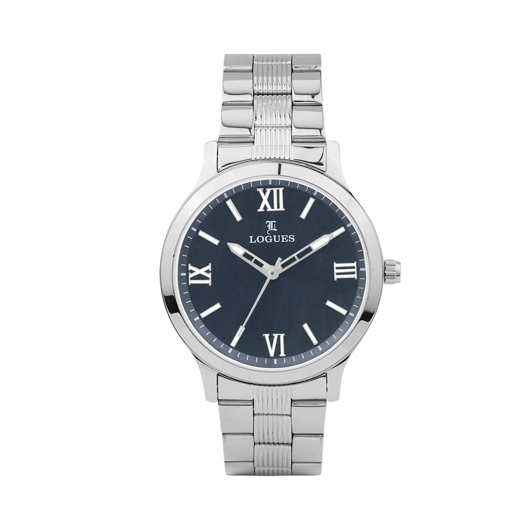 Logues | G 4209 SM-04 Logues Quartz Analogue Blue Dial Steel Metal Strap Watch For Men