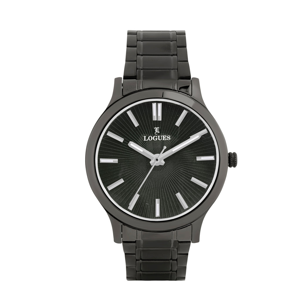 Logues | G 4208 QM-27 Logues Quartz Analogue Grey Dial Grey Metal Strap Watch For Men
