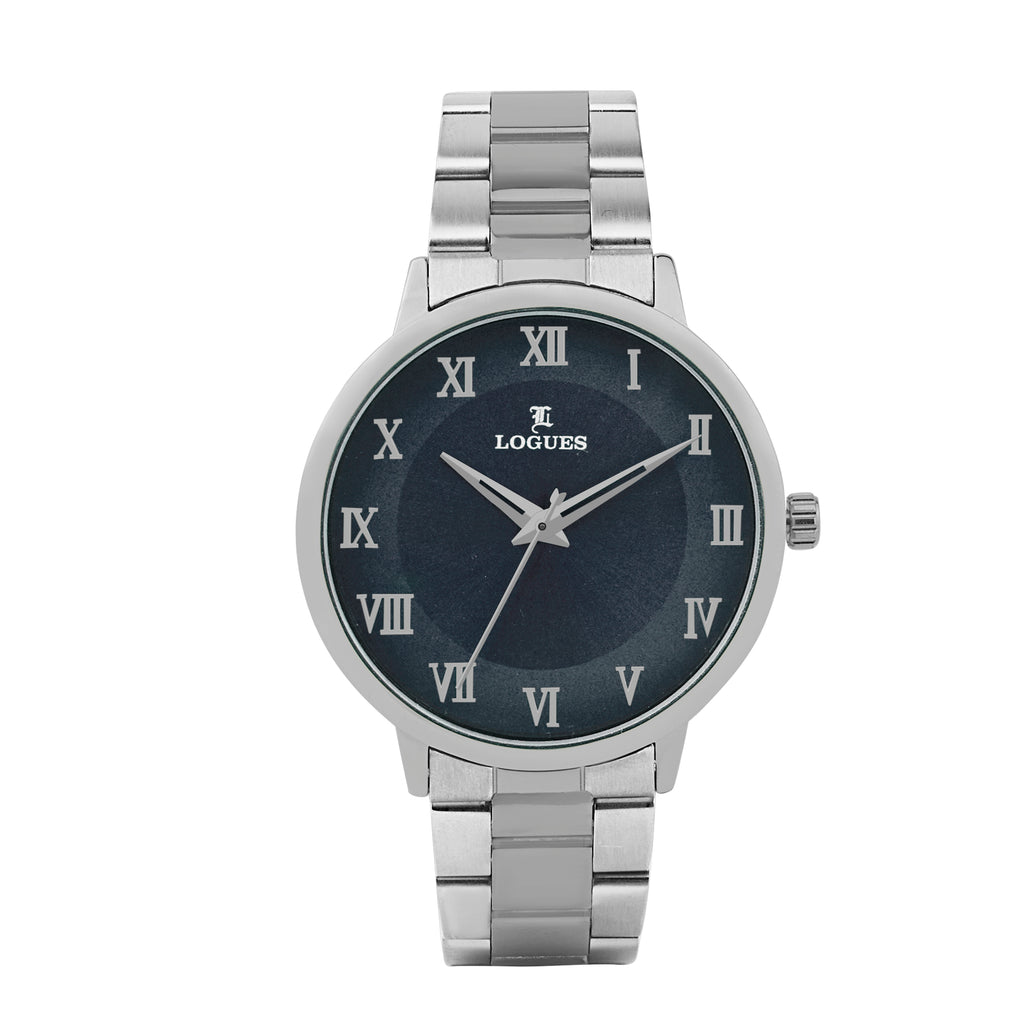 Logues | G 4219 SM-04 Logues Quartz Analogue Blue Dial Steel Metal Strap Watch For Men