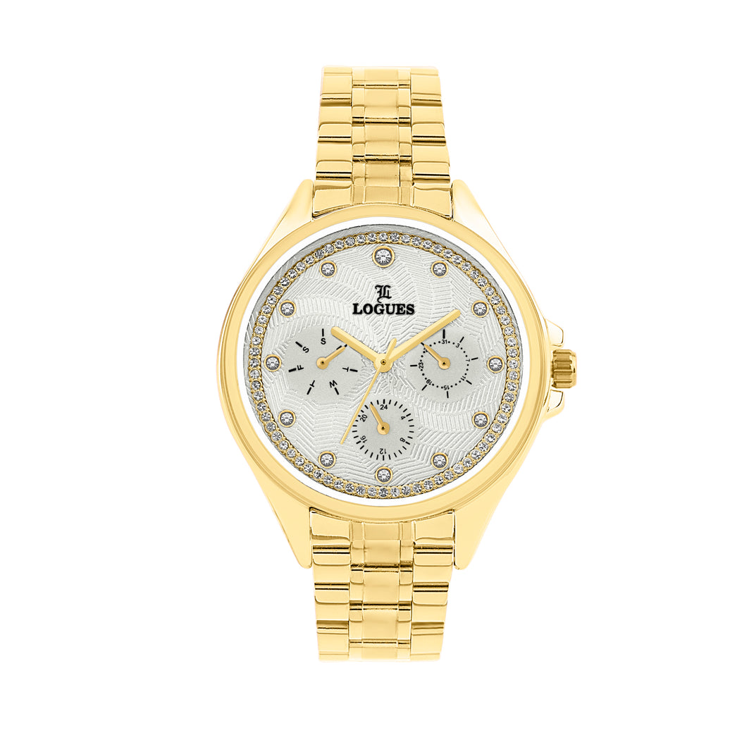 Logues | L 1721 YM-02 Logues Quartz Analogue Silver Dial Gold Metal Strap Watch For Women