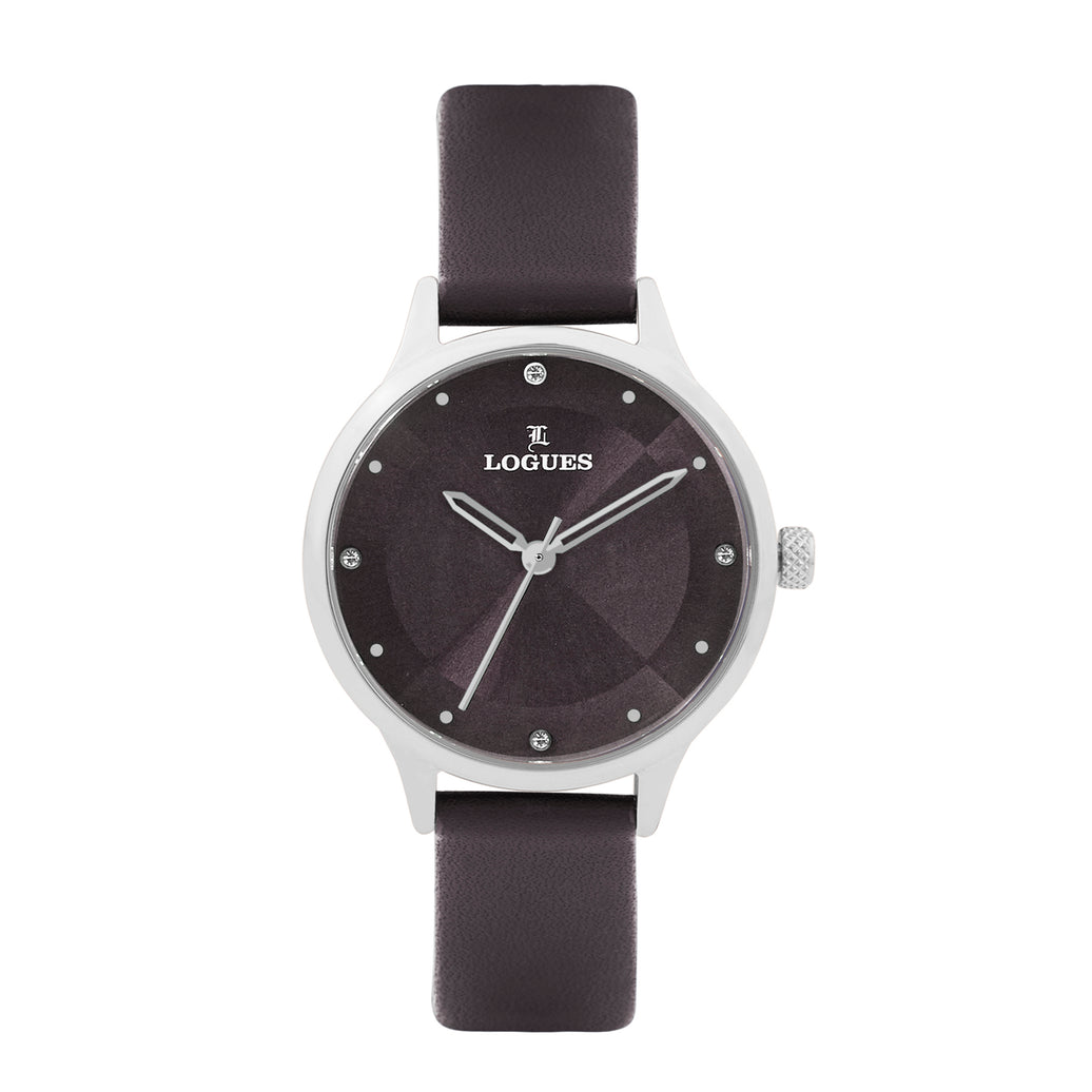 Logues women's analog watch, brown dial, brown leather strap, 33 mm case - L 5121 SL-05