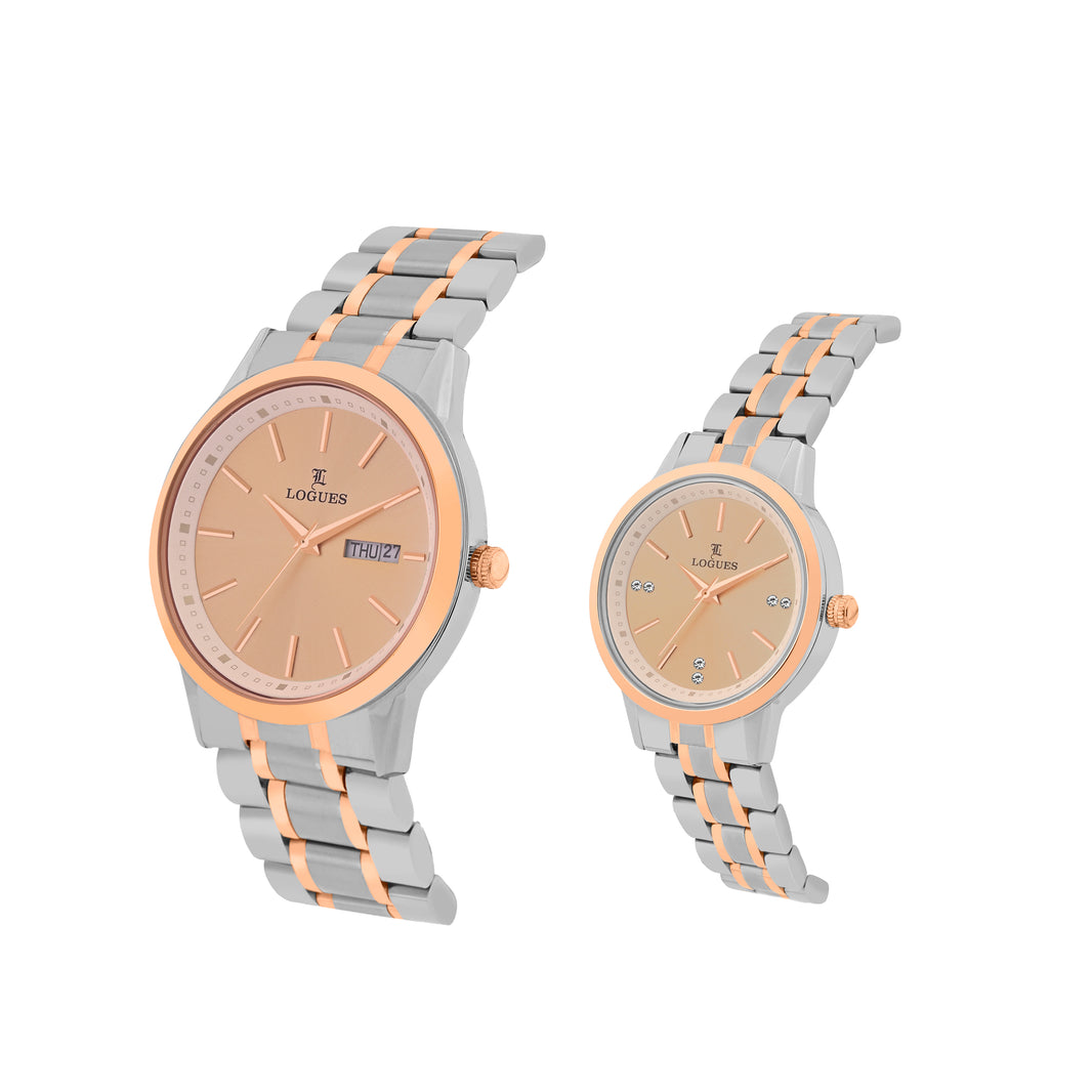 image Logues Couple Analog Watch Set for Him & Her | P 3524 BWM-06