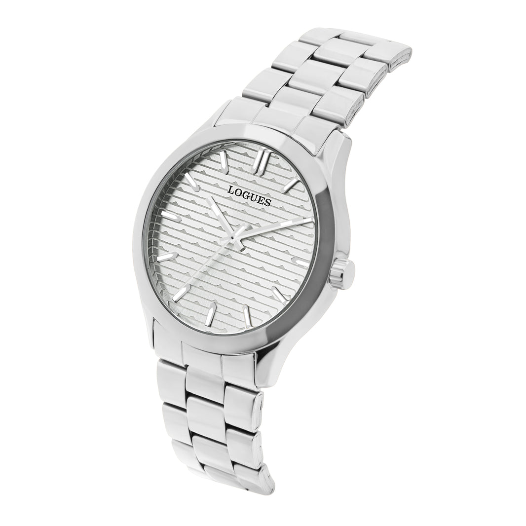 image Logues | G 4187 SM-02 Logues Quartz Analogue Silver Dial Steel Metal Strap Watch For Men