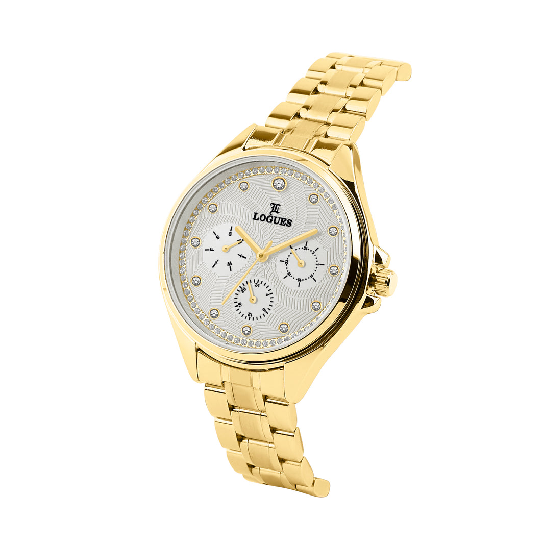 image Logues | L 1721 YM-02 Logues Quartz Analogue Silver Dial Gold Metal Strap Watch For Women