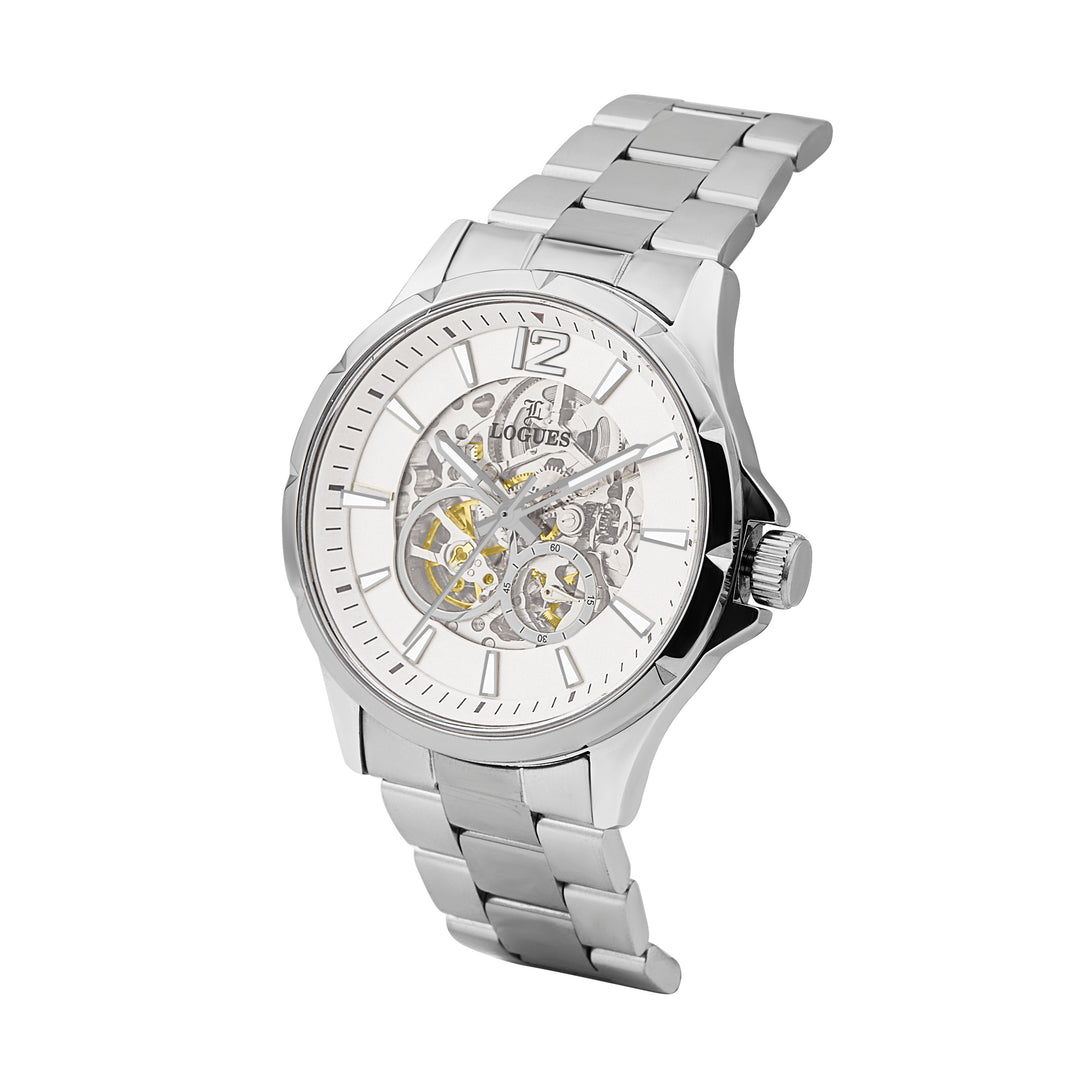 image Logues men's automatic watch, silver dial, steel metal strap, 42 mm case - G 8502 SM-02 (view 2)