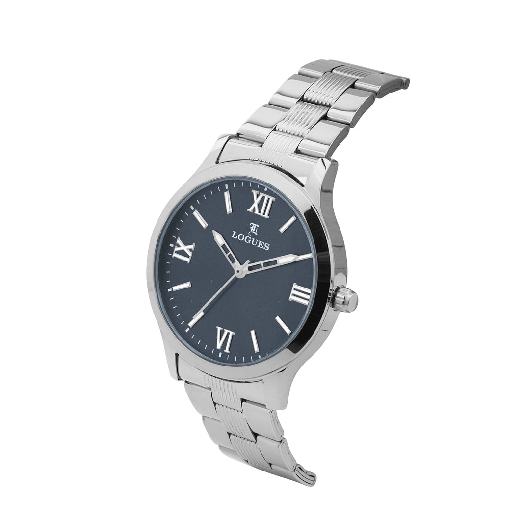 image Logues | G 4209 SM-04 Logues Quartz Analogue Blue Dial Steel Metal Strap Watch For Men