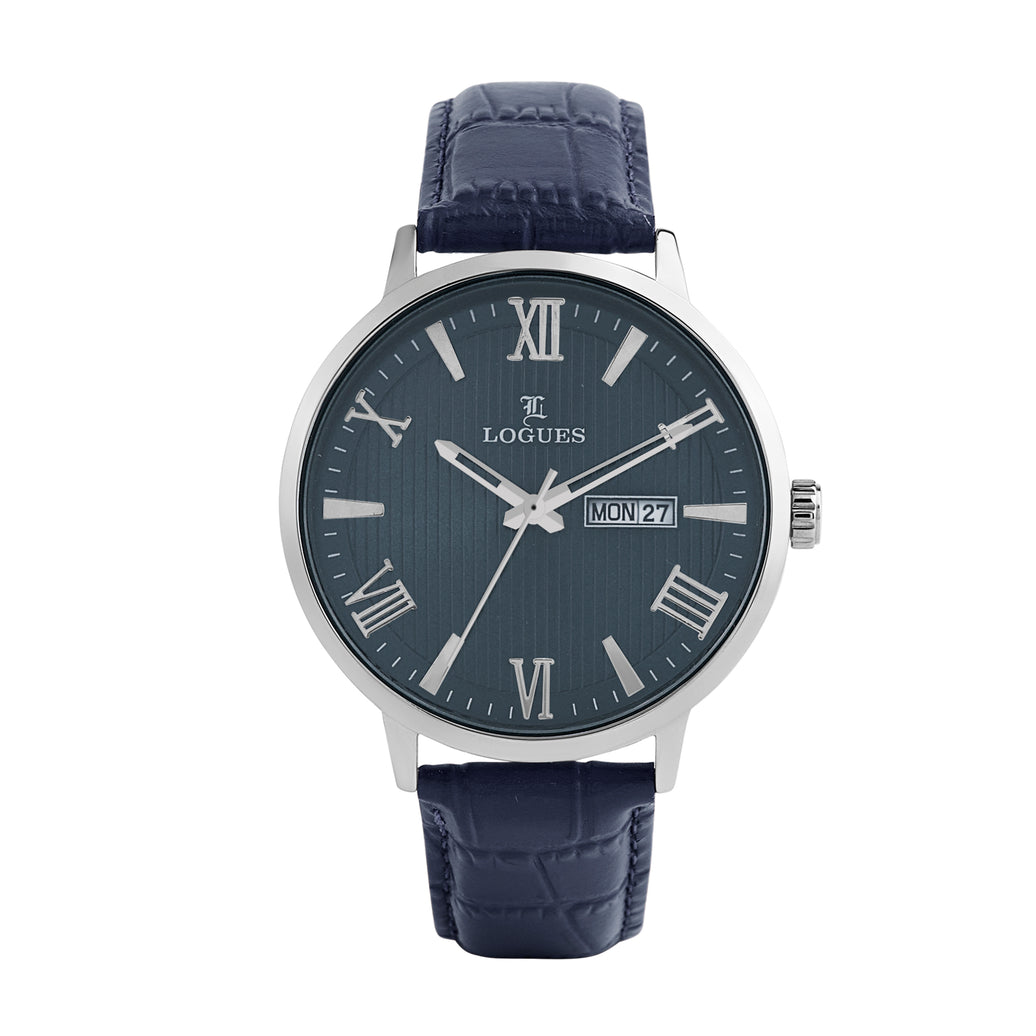 Logues | G 4211 SLD-04 Logues Quartz Analogue Blue Dial Blue Leather Strap Watch For Men