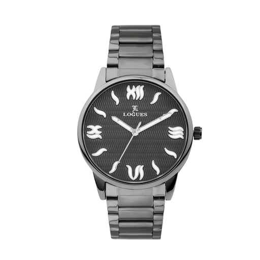 Logues | G 4205 QM-27 Logues Quartz Analogue Grey Dial Grey Metal Strap Watch For Men