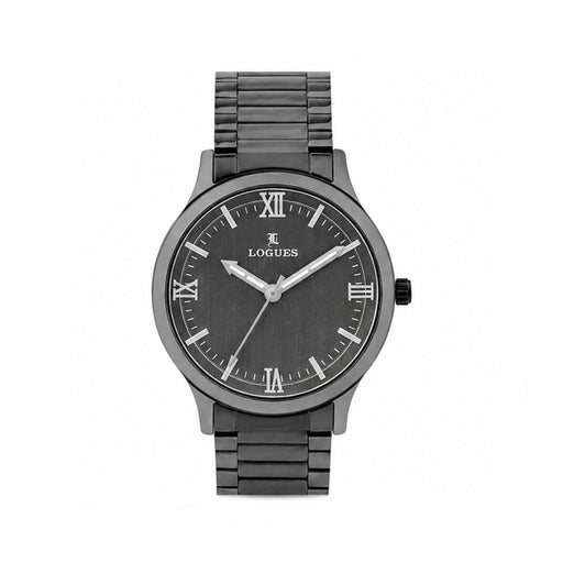 Logues men's analog watch, grey dial, grey metal strap, 40 mm case - G 4188 QM-27