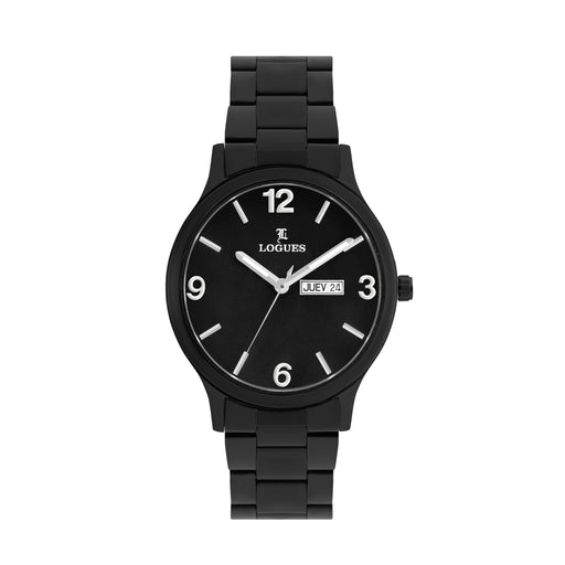 Logues men's analog watch, black dial, black metal strap, 41 mm case - G 4220 NMD-03