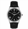 Logues | G 4204 QL-03 Logues Quartz Analogue Black Dial Grey Leather Strap Watch For Men
