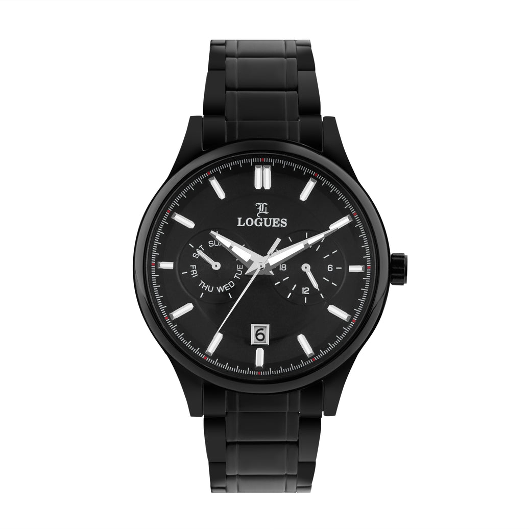 Logues | G 1911 NMD-03 Logues Quartz Analogue Black Dial Black Metal Strap Watch For Men