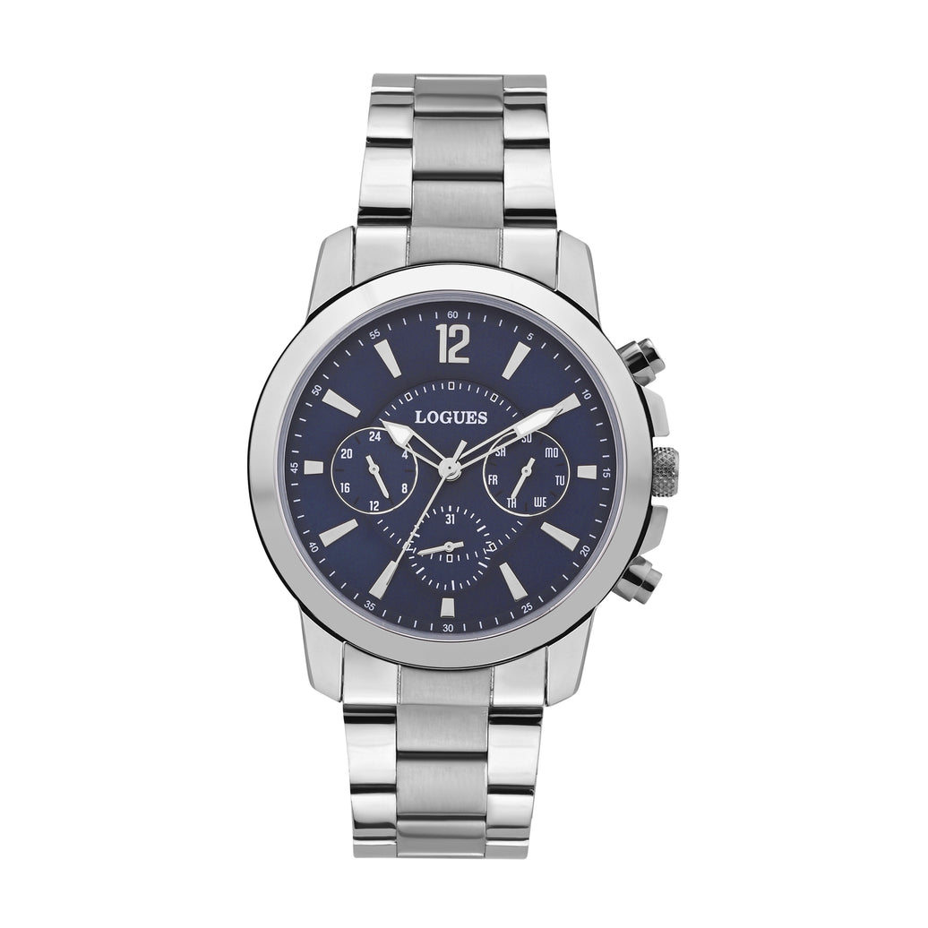 Logues | G 1914 SM-04 Logues Quartz Analogue Blue Dial Steel Metal Strap Watch For Men