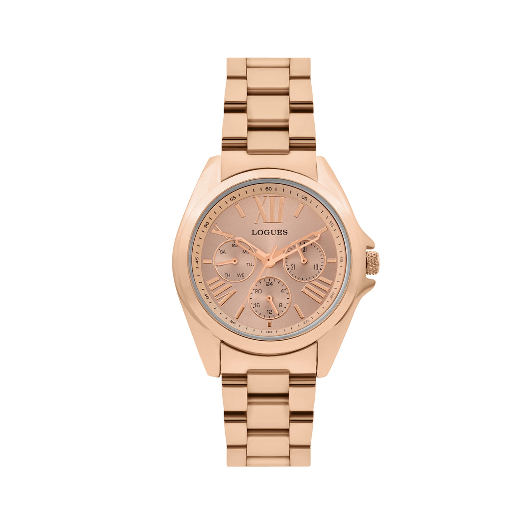 Logues | L 1722 WM-06 Logues Quartz Analogue Rose Dial Rose Metal Strap Watch For Women