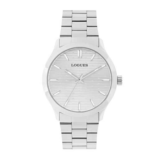 Logues | G 4187 SM-02 Logues Quartz Analogue Silver Dial Steel Metal Strap Watch For Men