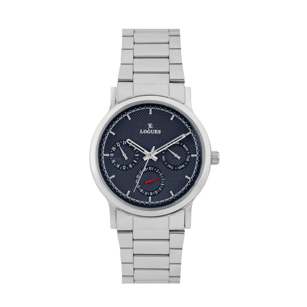 Logues | G 1912 SM-04 Logues Quartz Analogue Blue Dial Steel Metal Strap Watch For Men
