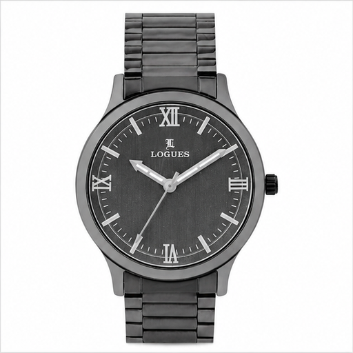 Logues | G 4188 QM-27 Logues Quartz Analogue Grey Dial Grey Metal Strap Watch For Men