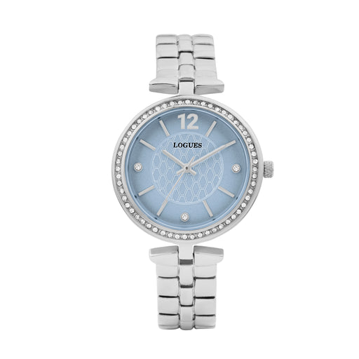 Logues | L 6275 SM-12 Logues Quartz Analogue Blue Dial Steel Metal Strap Watch For Women