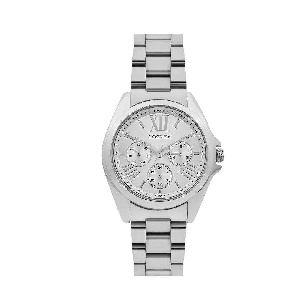 Logues | L 1722 SM-02 Logues Quartz Analogue Silver Dial Steel Metal Strap Watch For Women