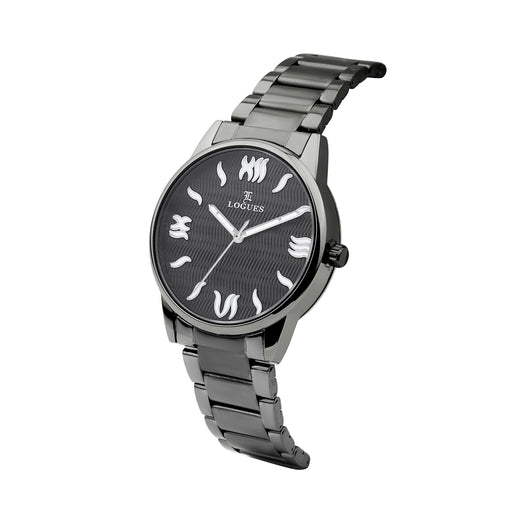 Logues | G 4205 QM-27 Logues Quartz Analogue Grey Dial Grey Metal Strap Watch For Men