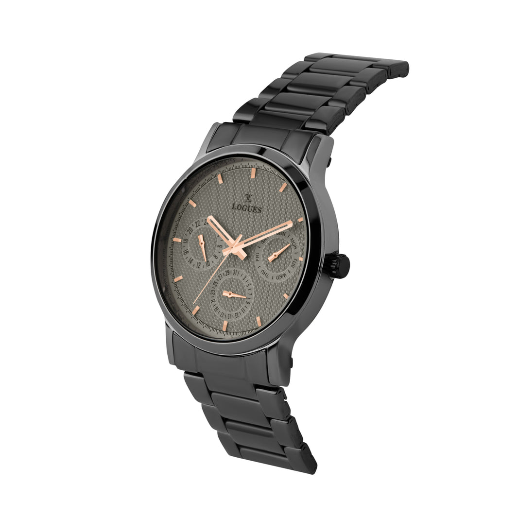 image Logues | G 1912 QM-27 Logues Quartz Analogue Grey Dial Grey Metal Strap Watch For Men