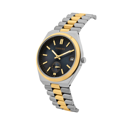 Logues | G 1997 BMD-04 Logues Quartz Analogue Blue Dial Gold Metal Strap Watch For Men