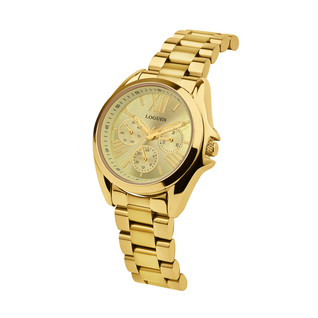 image Logues | L 1722 YM-11 Logues Quartz Analogue Ivory Dial Gold Metal Strap Watch For Women