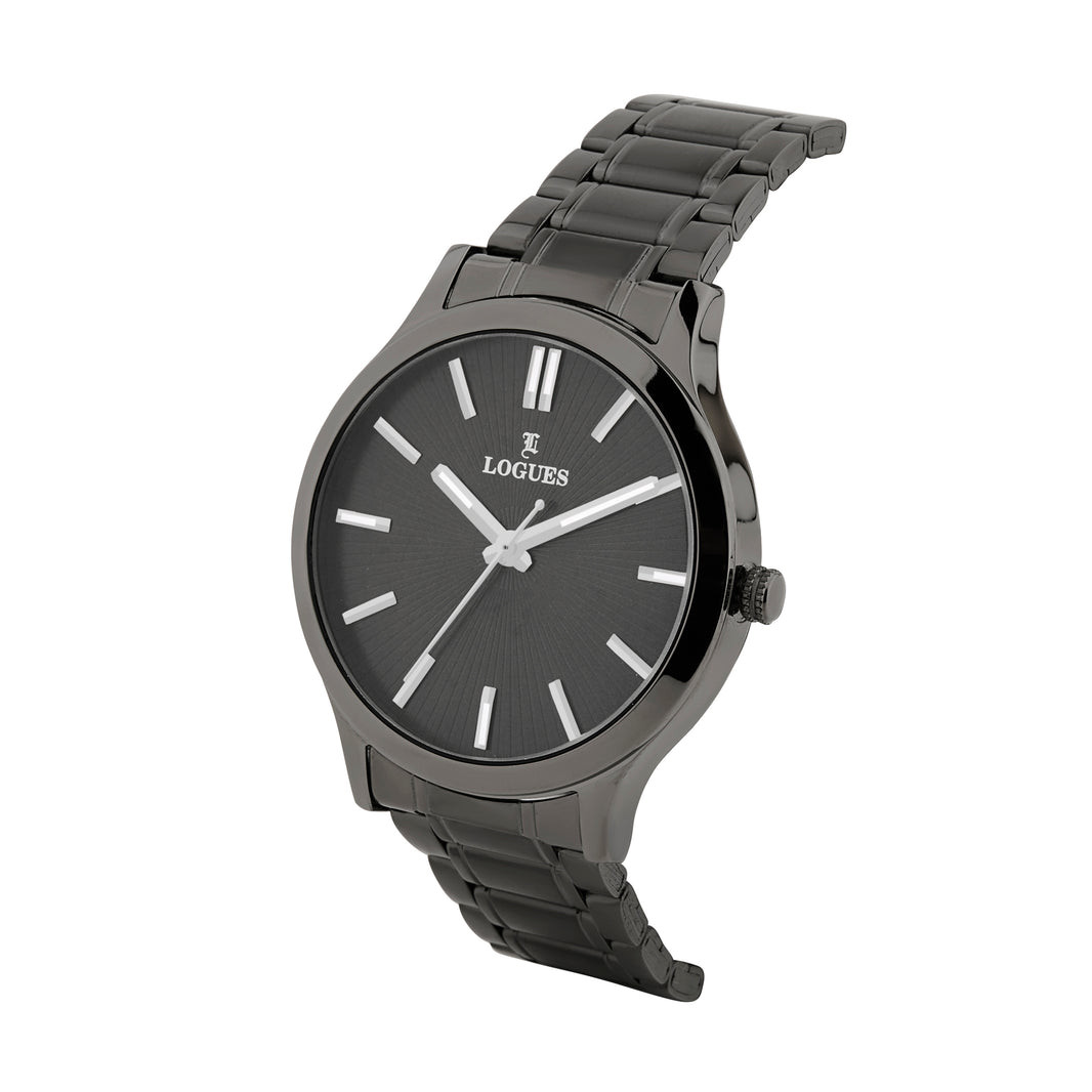 image Logues | G 4208 QM-27 Logues Quartz Analogue Grey Dial Grey Metal Strap Watch For Men