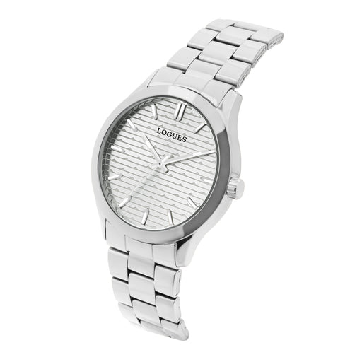 Logues | G 4187 SM-02 Logues Quartz Analogue Silver Dial Steel Metal Strap Watch For Men