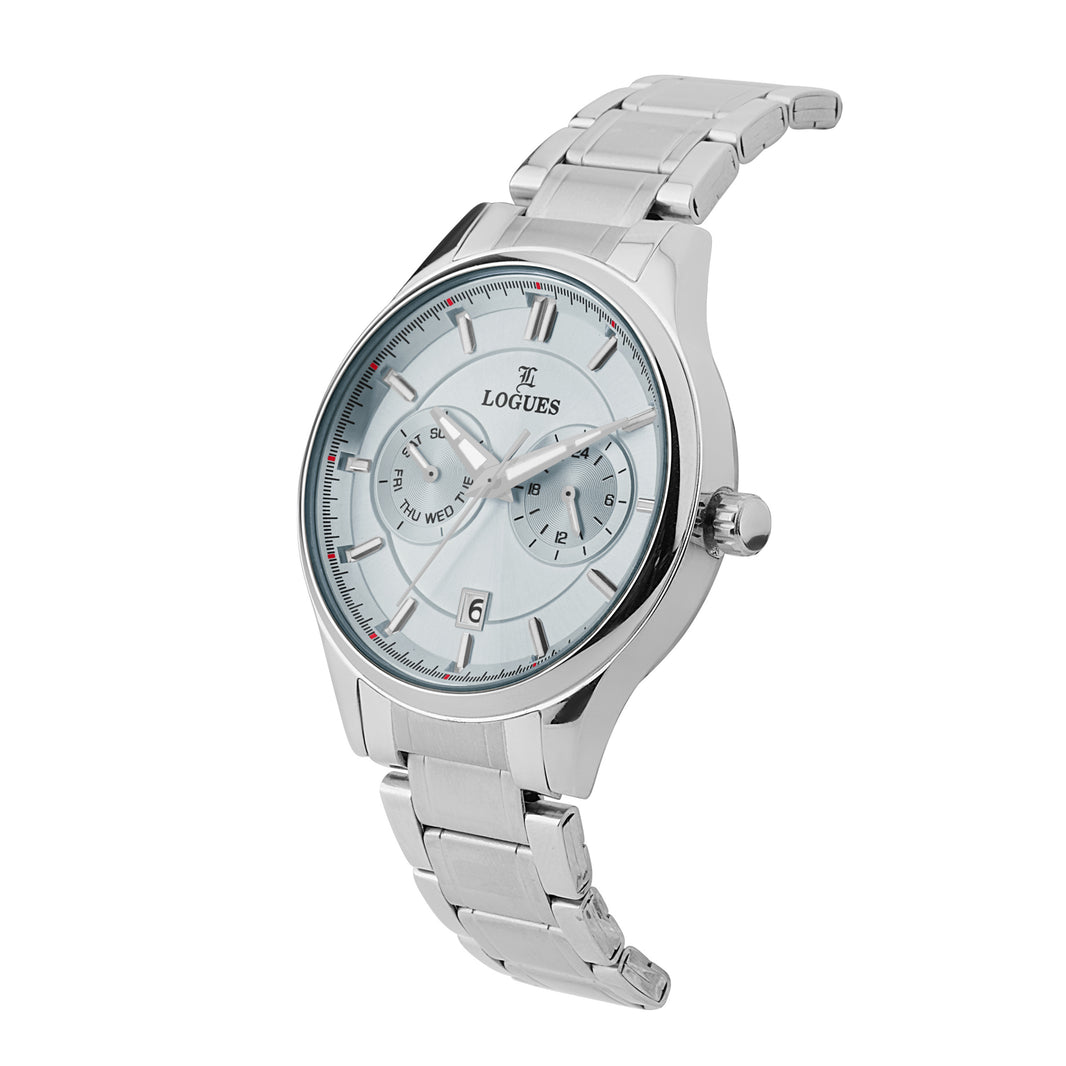 image Logues | G 1911 SMD-12 Logues Quartz Analogue Blue Dial Steel Metal Strap Watch For Men