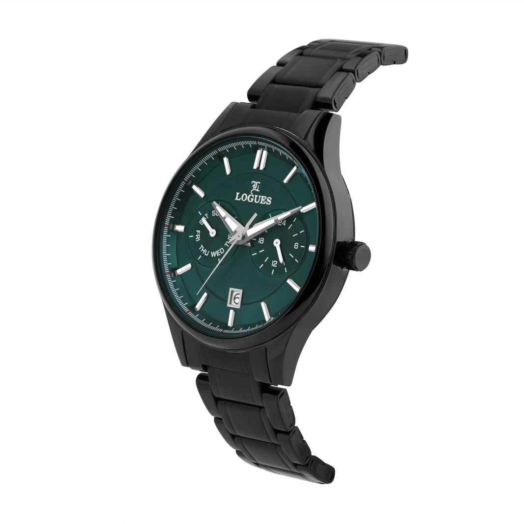 image Logues | G 1911 NMD-10 Logues Quartz Analogue Green Dial Black Metal Strap Watch For Men