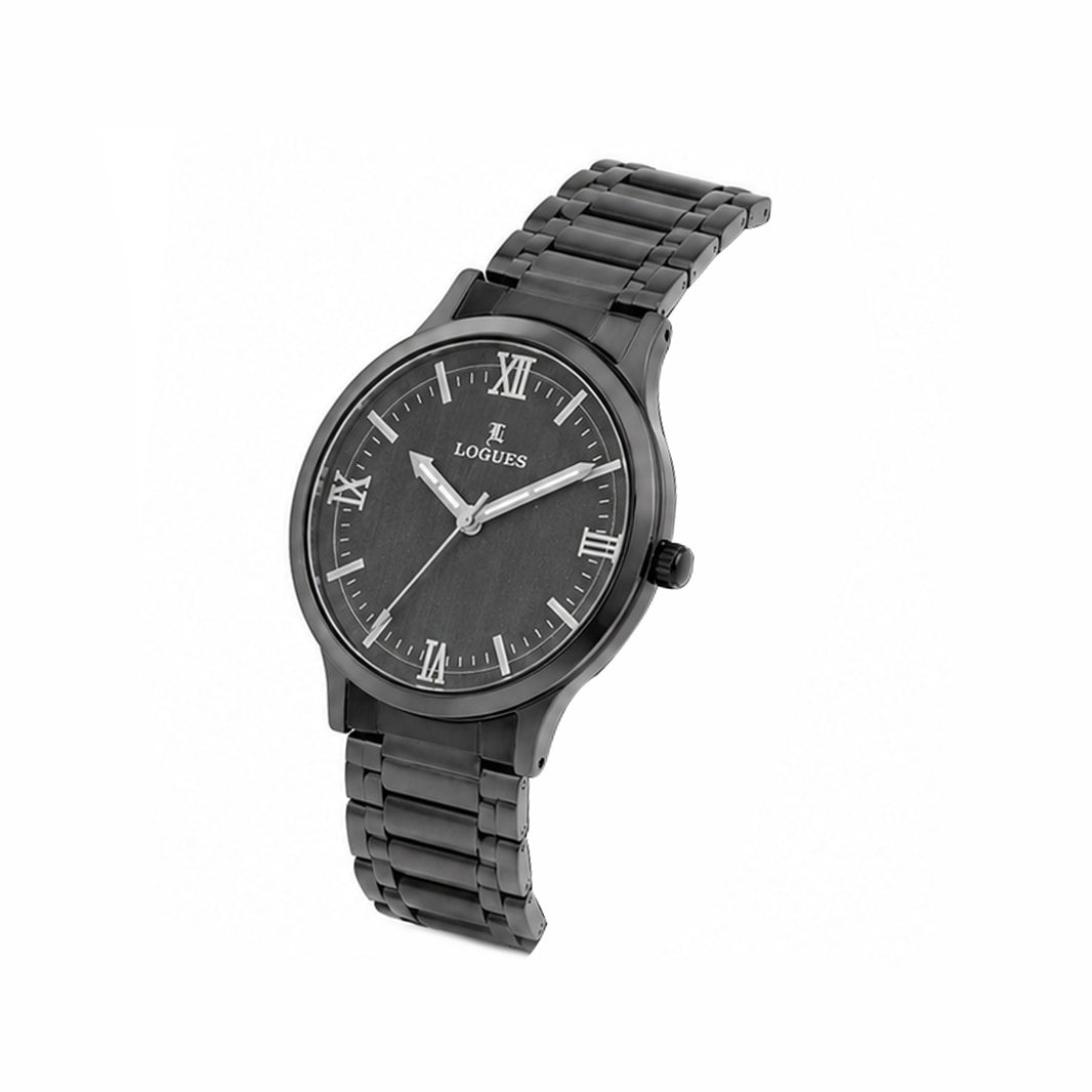 image Logues men's analog watch, grey dial, grey metal strap, 40 mm case - G 4188 QM-27 (view 2)