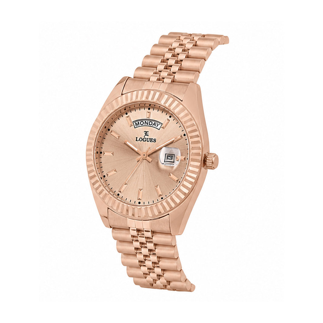 image Logues men's analog watch, rose dial, rose gold metal strap, 41 mm case - G 4167 WMD-06 (view 2)