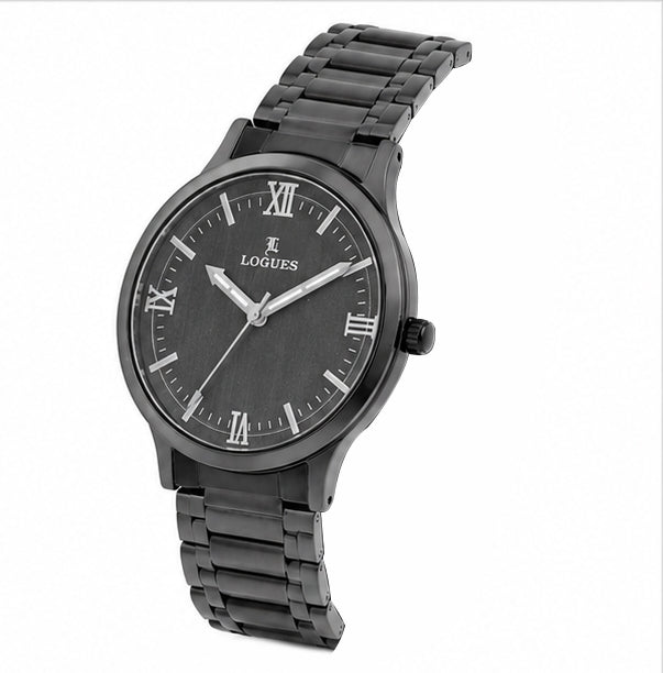 Logues | G 4188 QM-27 Logues Quartz Analogue Grey Dial Grey Metal Strap Watch For Men