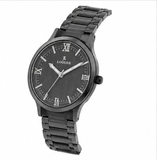 Logues | G 4188 QM-27 Logues Quartz Analogue Grey Dial Grey Metal Strap Watch For Men