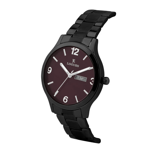 Logues men's analog watch, red dial, black metal strap, 41 mm case - G 4220 NMD-87 (view 2)