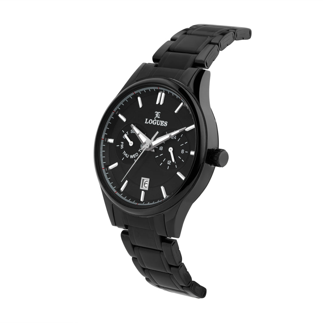 image Logues | G 1911 NMD-03 Logues Quartz Analogue Black Dial Black Metal Strap Watch For Men