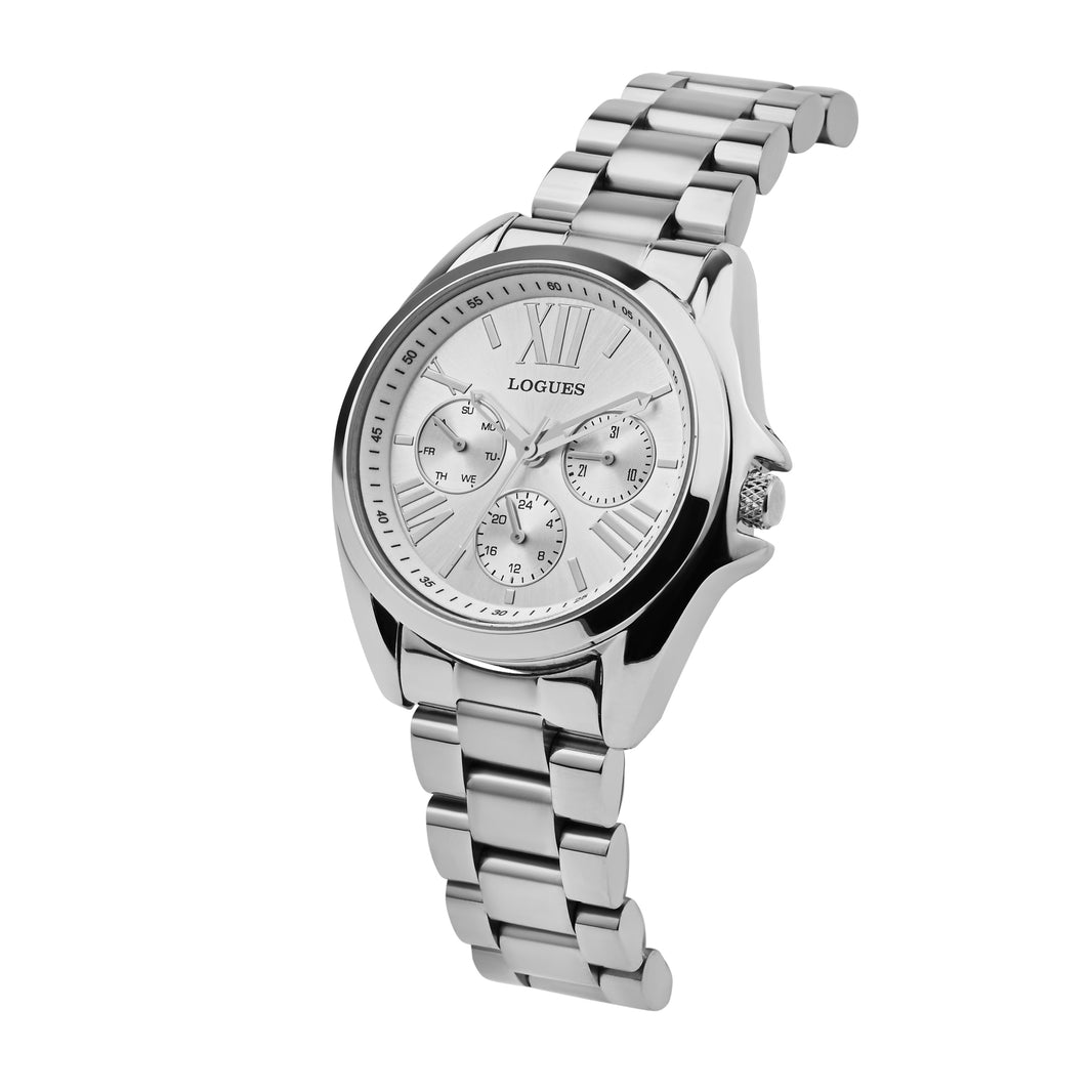 image Logues | L 1722 SM-02 Logues Quartz Analogue Silver Dial Steel Metal Strap Watch For Women