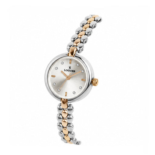 Logues women's analog watch, silver dial, rose dual-tone metal strap, 26 mm case - L 6243 BWM-02 (view 2)