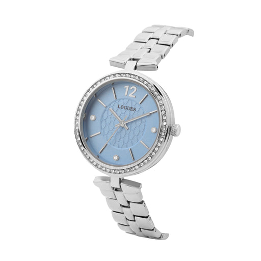Logues | L 6275 SM-12 Logues Quartz Analogue Blue Dial Steel Metal Strap Watch For Women