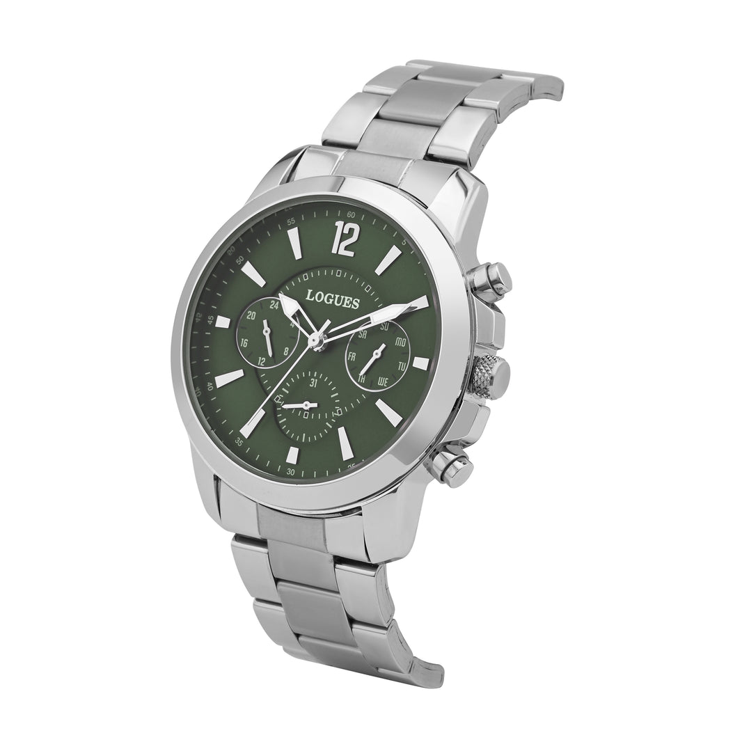 image Logues | G 1914 SM-27 Logues Quartz Analogue Grey Dial Steel Metal Strap Watch For Men