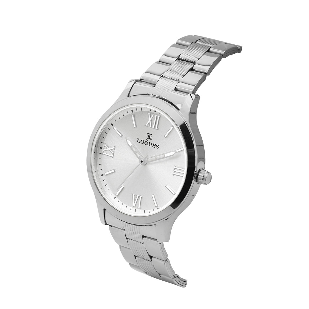 image Logues | G 4209 SM-02 Logues Quartz Analogue Silver Dial Steel Metal Strap Watch For Men
