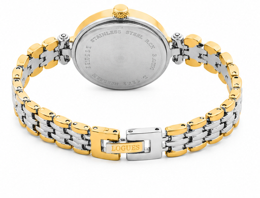 Logues | L 6238 BM-02 Logues Quartz Analogue Silver Dial Gold Two Tone Metal Strap Watch For Women