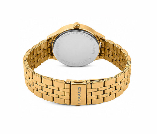 Logues | L 1719 YM-04 Logues Quartz Analogue Blue Dial Gold Metal Strap Watch For Women