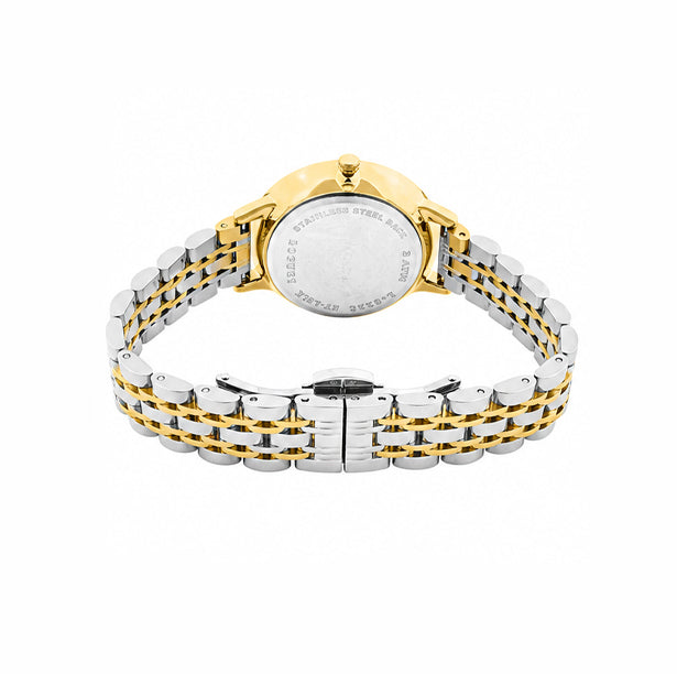 Logues | L 6228 BM-05 Logues Quartz Analogue Brown Dial Gold Two Tone Metal Strap Watch For Women