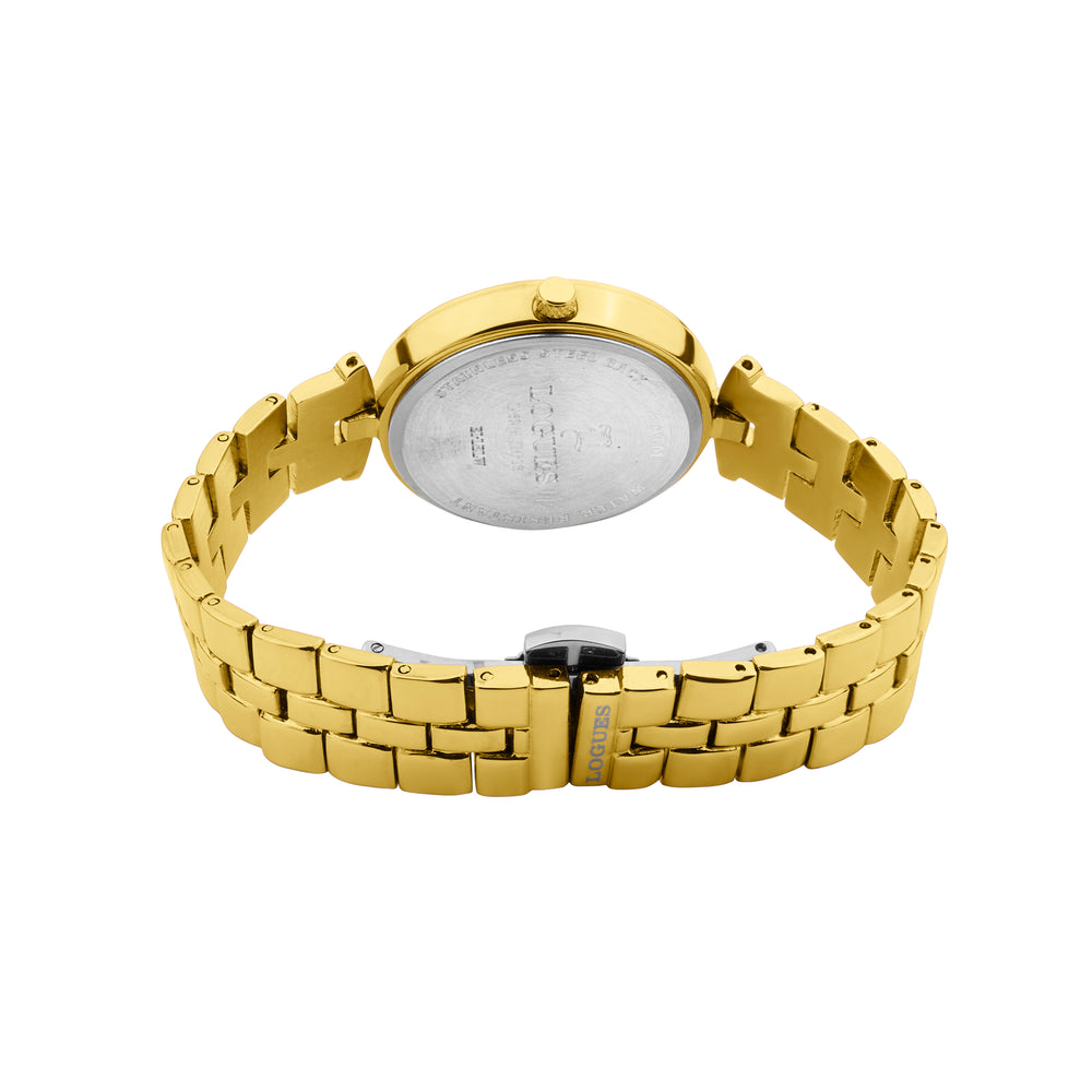 Logues | L 6275 YM-13 Logues Quartz Analogue Gold Dial Gold Metal Strap Watch For Women