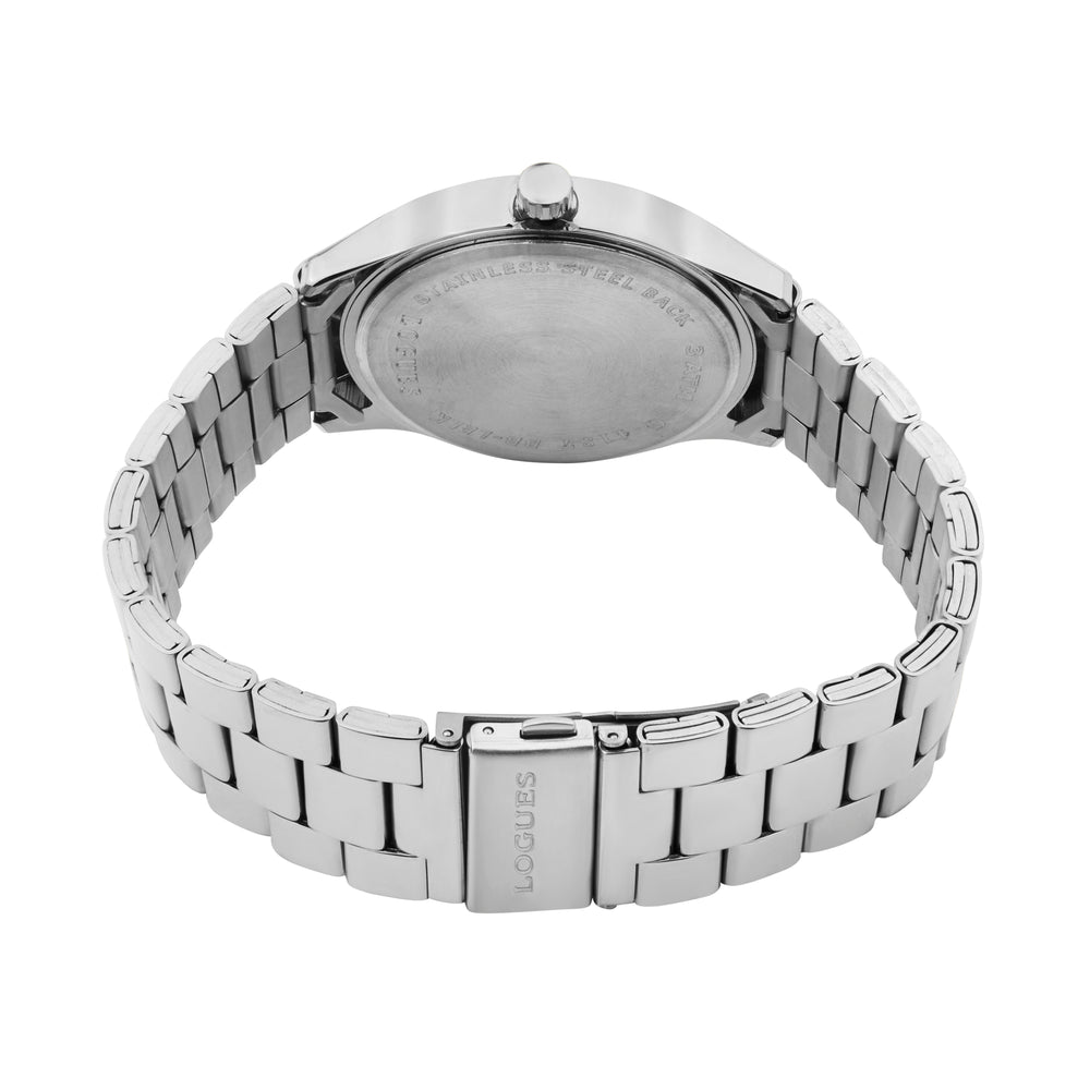 Logues | G 4187 SM-02 Logues Quartz Analogue Silver Dial Steel Metal Strap Watch For Men