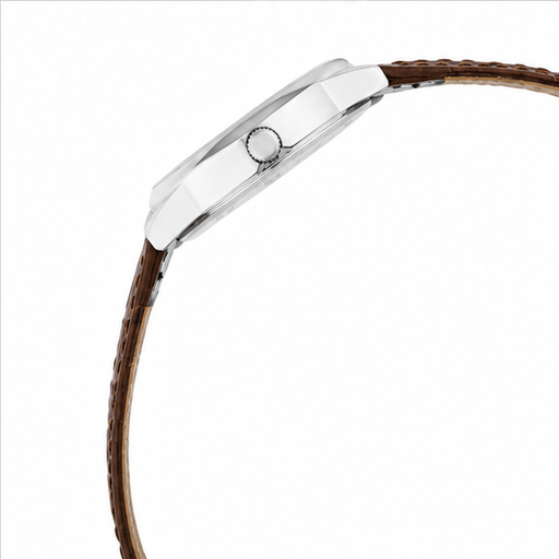 Logues | G 4173 SL-02 Logues Quartz Analogue Silver Dial Brown Leather Strap Watch For Men