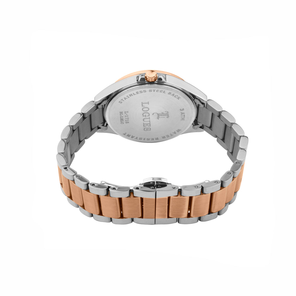 Logues women's multifunction watch, green dial, rose dual-tone metal strap, 40 mm case - L 1715 BWMD-27 (view 3)